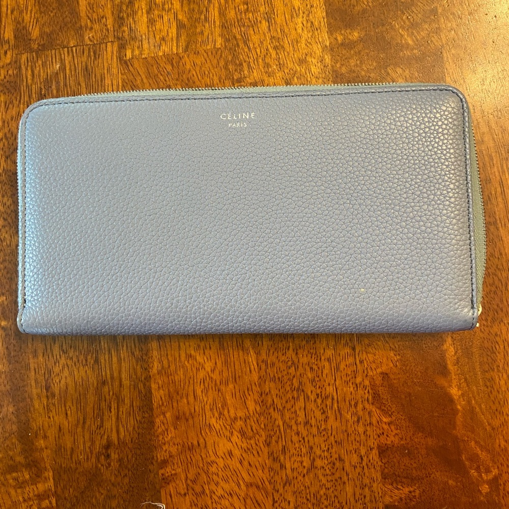 EUC Celine Continental Zippy Wallet Periwinkle Blue